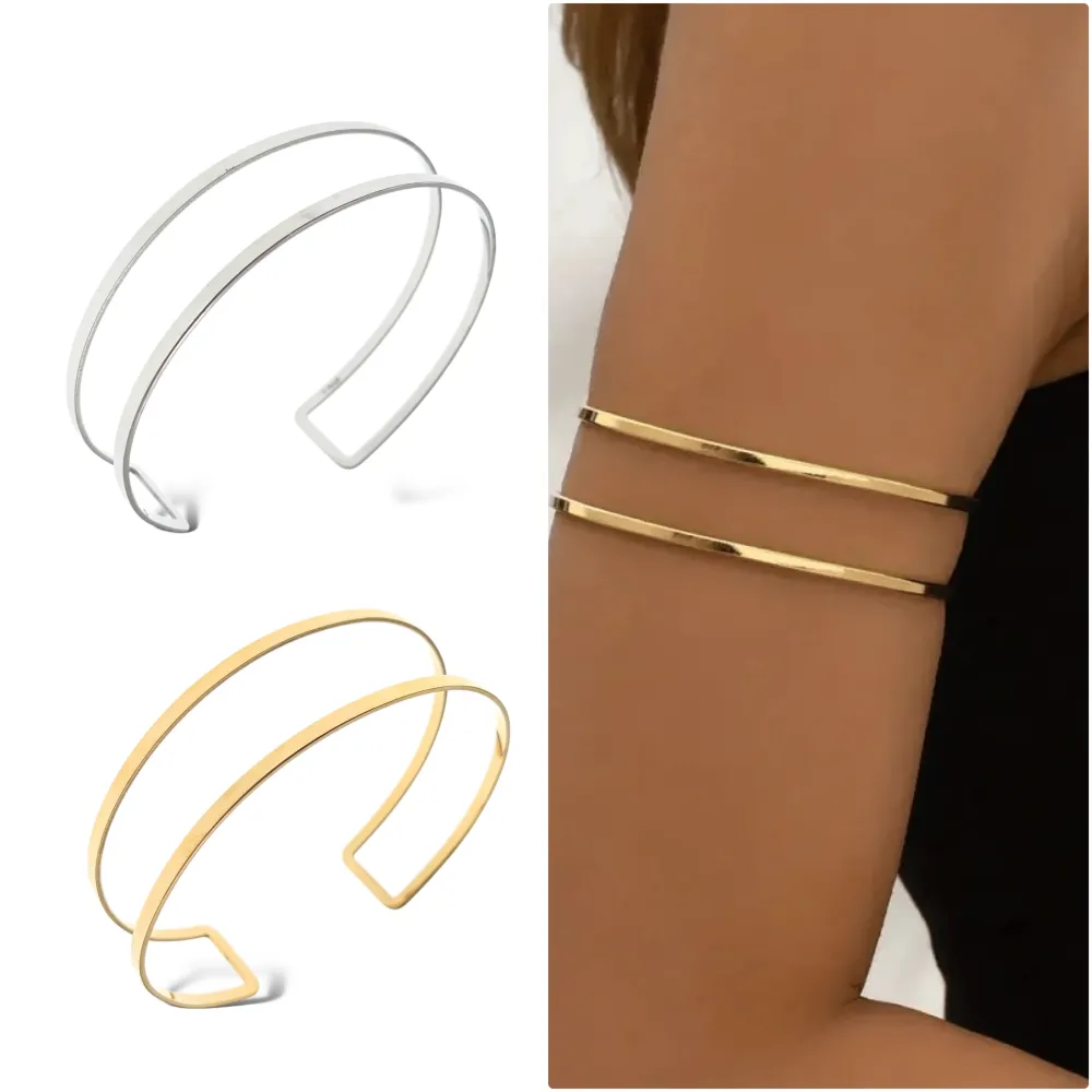 Semplice -Bracciale da Braccio in Acciaio - BAR-413-002 (Argento)