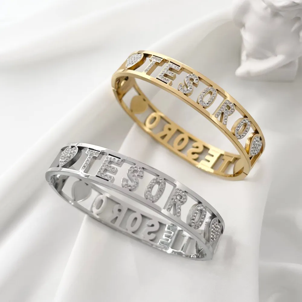 Tesoro-Bracciale con Scritte Rigido in Acciaio - BAR-413-1062 Tesoro