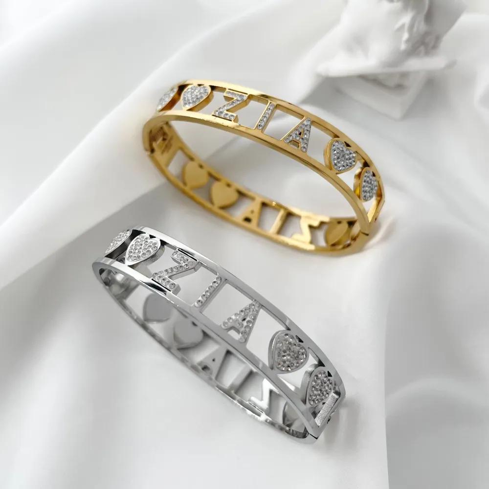 Zia-Bracciale con Scritte Rigido in Acciaio - BAR-413-1063 Zia