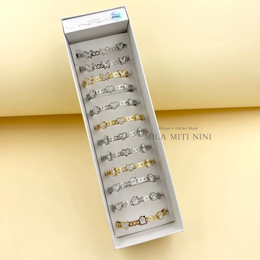 Farfalla-Bracciale Rigido in Acciaio - BAR-413-1139A (Oro Giallo)