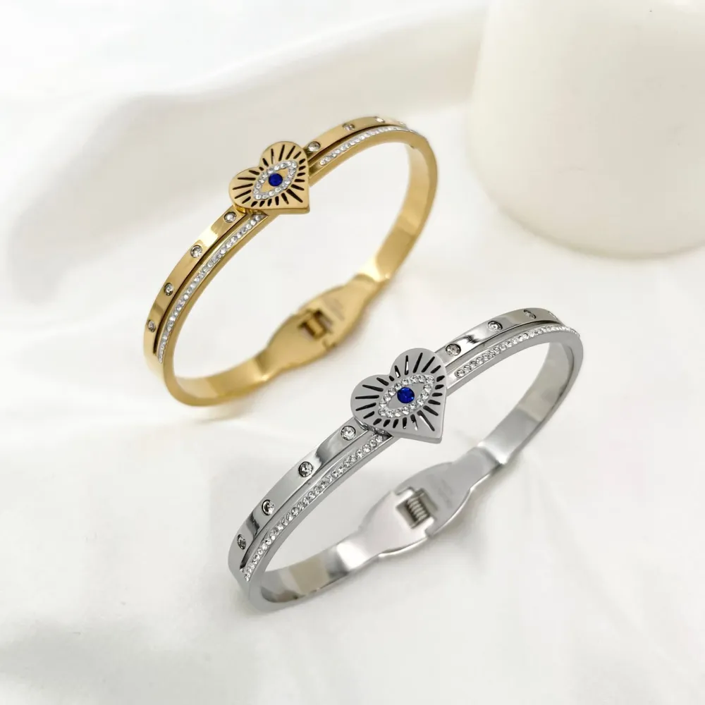 Occhio Cuore-Bracciale Rigido in Acciaio - BAR-413-1352