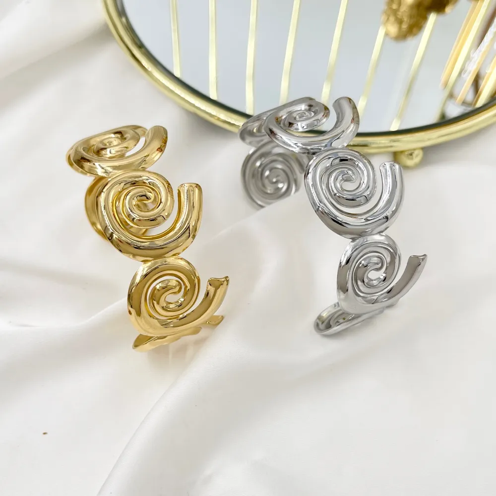 Chiocciola -Bracciale Rigido in Acciaio - BAR-413-181 (Argento)