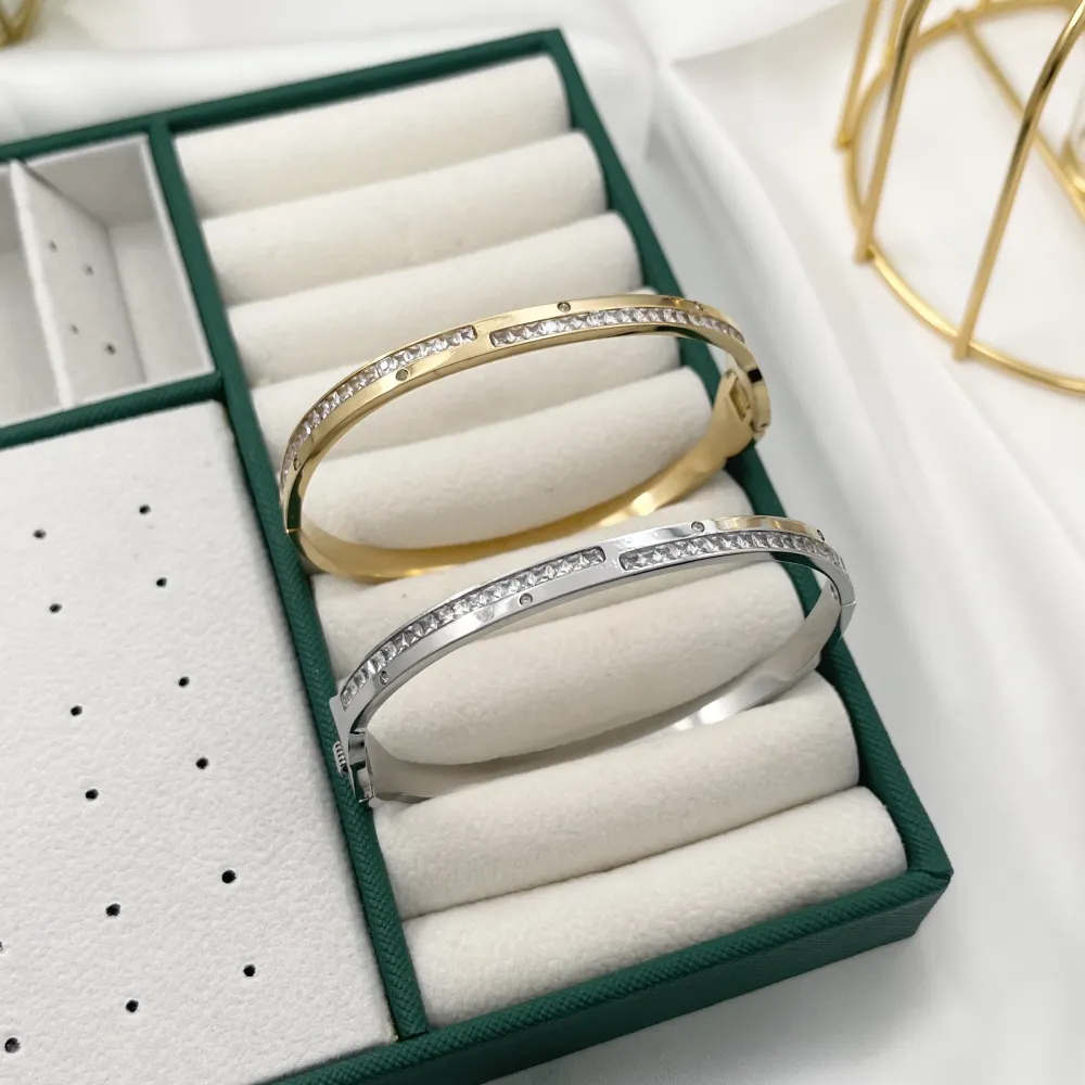 Tennis-Bracciale Rigido in Acciaio - BAR-413-2288 (Oro Giallo)