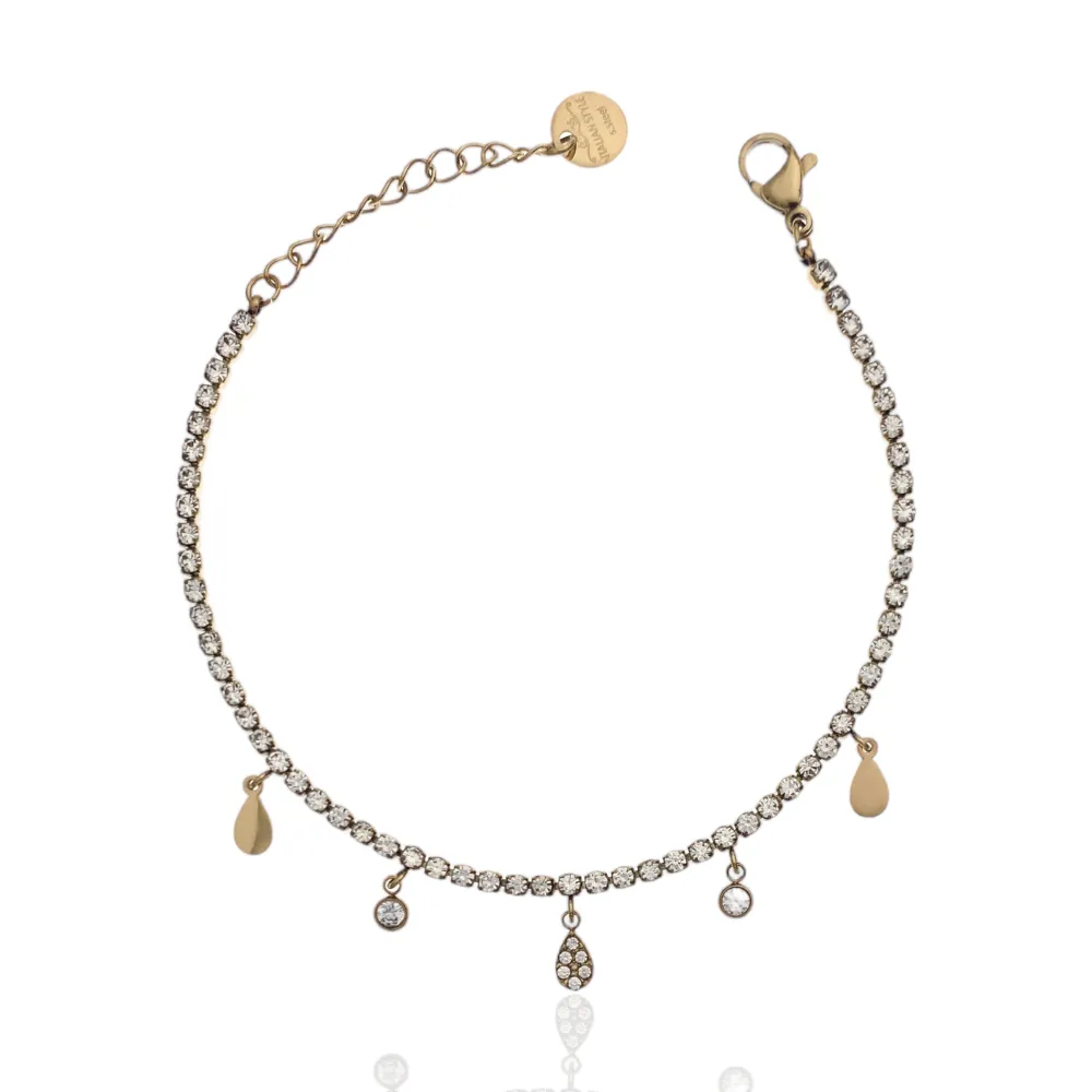 Tennis con Goccia-Bracciale in Acciaio - BAC-103-AA2525B Goccia (Oro Giallo)