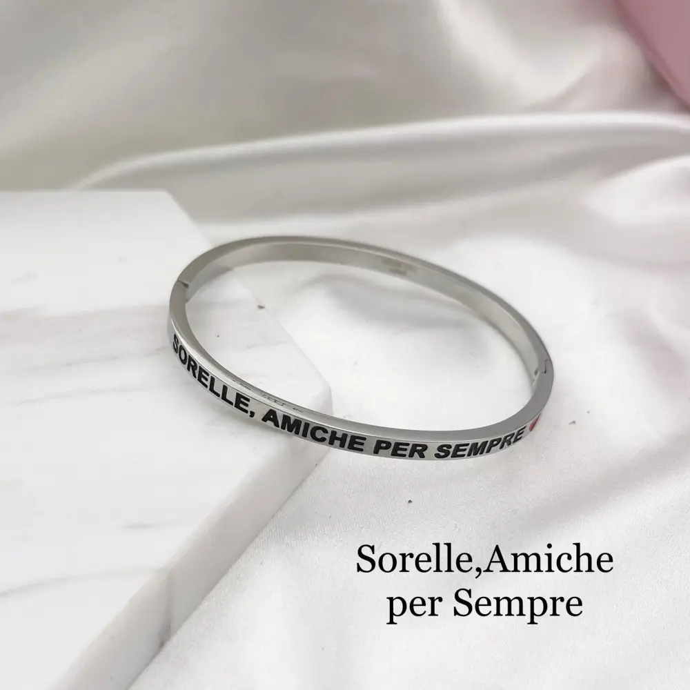 Sorelle, Amiche per Sempre-Bracciale Rigido in Acciaio - BAR-413-B60-87