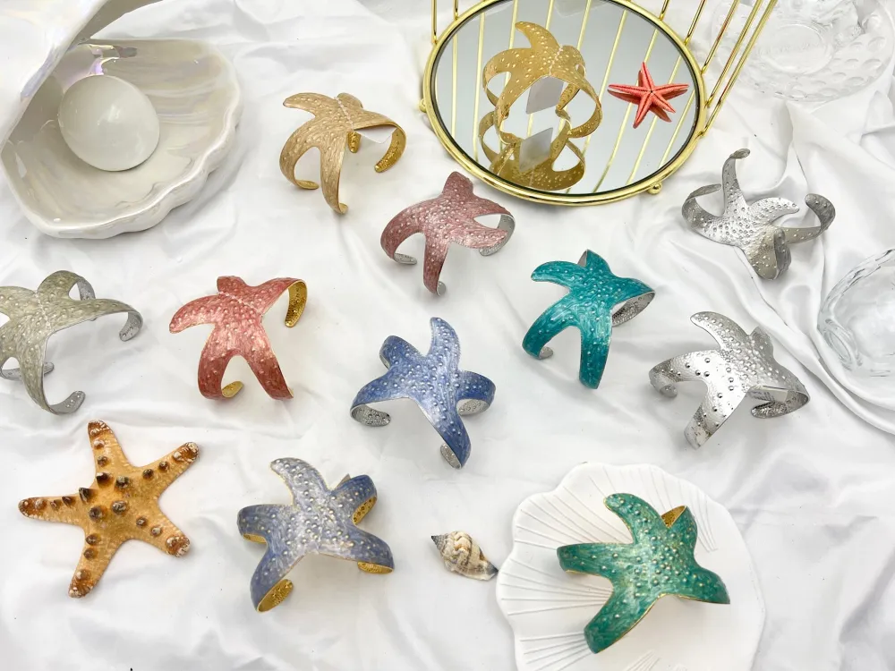 Stella Marina Smaltata-Bracciale Rigido in Acciaio - BAR-732-191 (Argento)