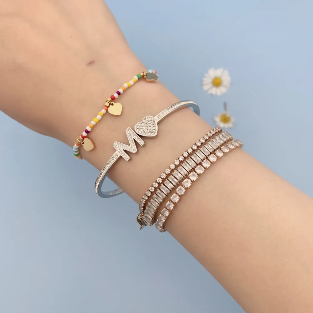 Iniziale-Bracciale Rigido in Acciaio - BAR413-1083 (MIX)