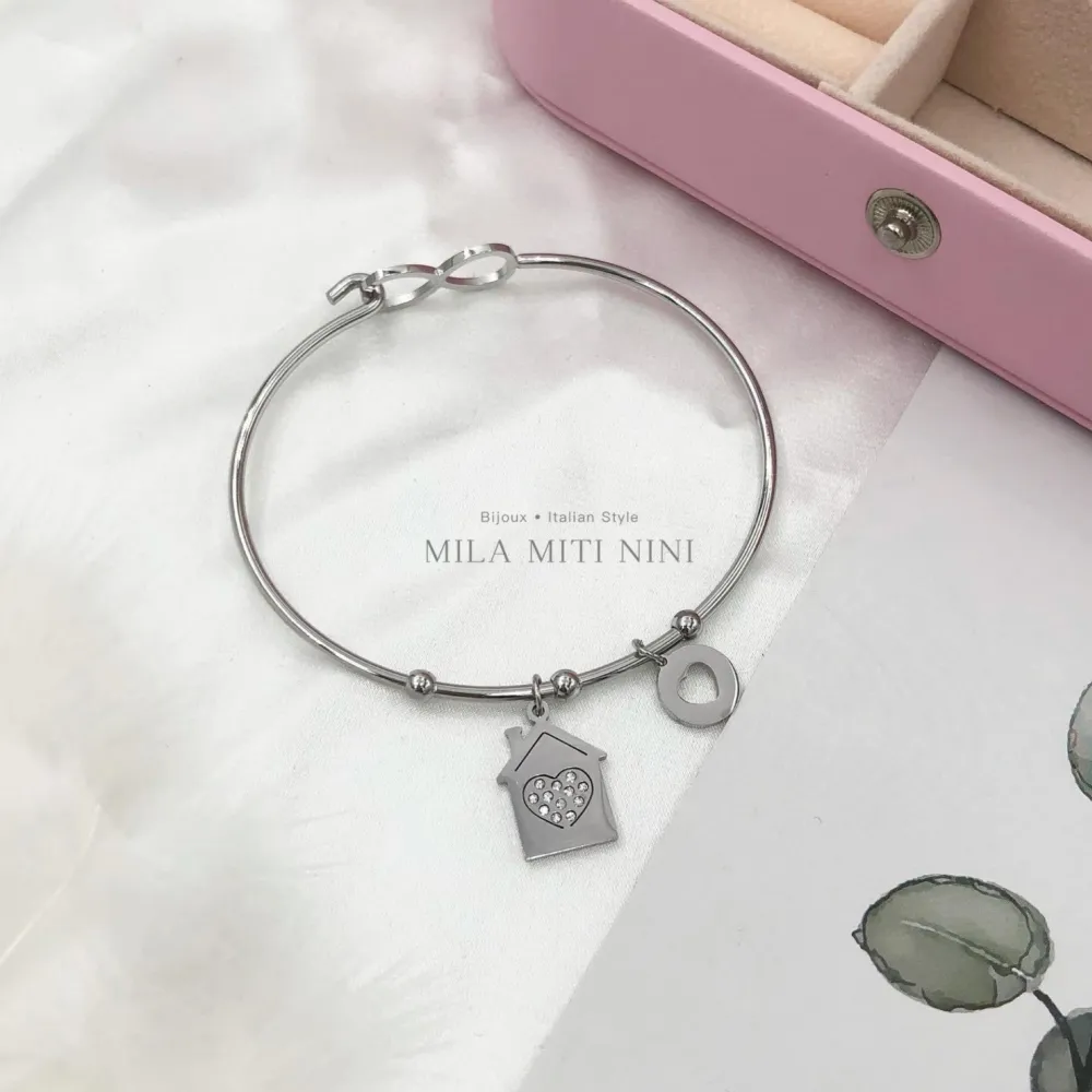 [BAR413-418] Pendenti Mix con Strass-12pz Bracciali Rigidi in Acciaio - BAR413-418