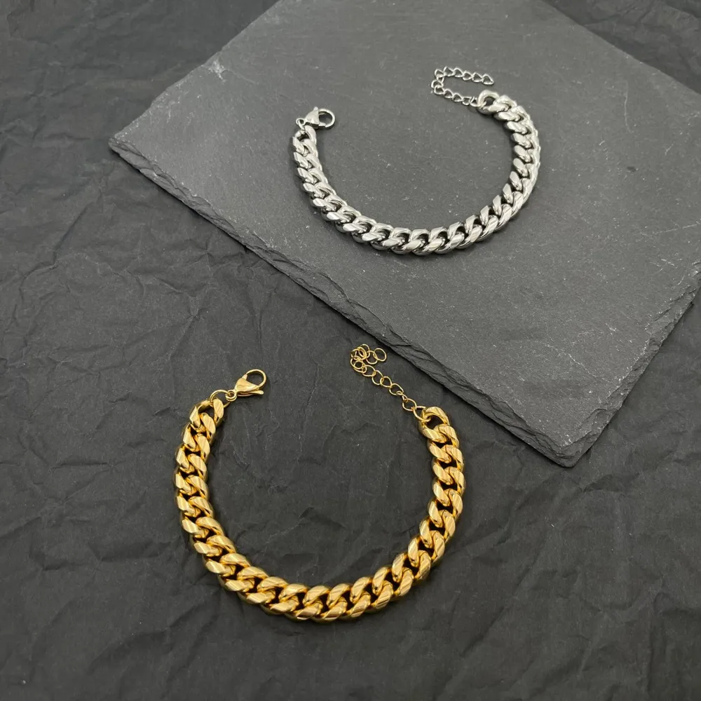 Catena Groumette Grande-Bracciale in Acciaio - BAU-208-234 (Oro Giallo)