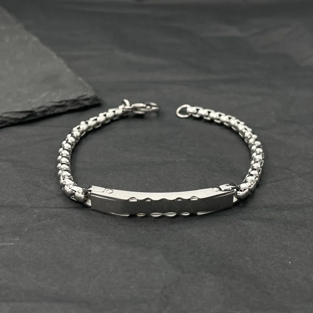 Piastrella con Catena-Bracciale Uomo in Acciaio - BAU-208-306 (Acciaio)