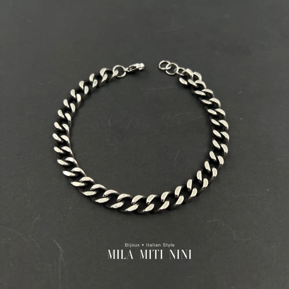 [BAU-600-B180] Groumette 8mm -Bracciale in Acciaio - BAU-600-B180