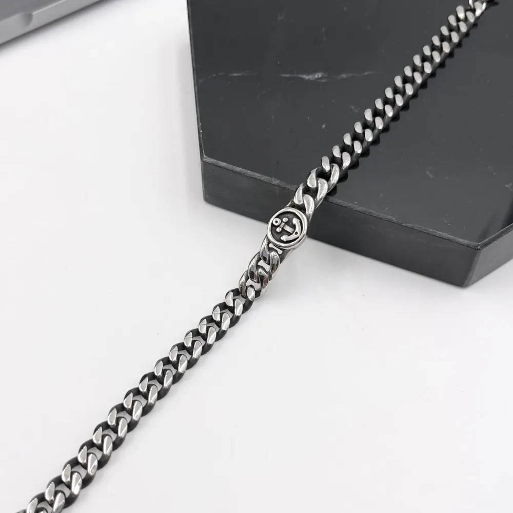 [BAU-600-B203] A'ncora-Bracciale in Acciaio da Uomo - BAU-600-B203