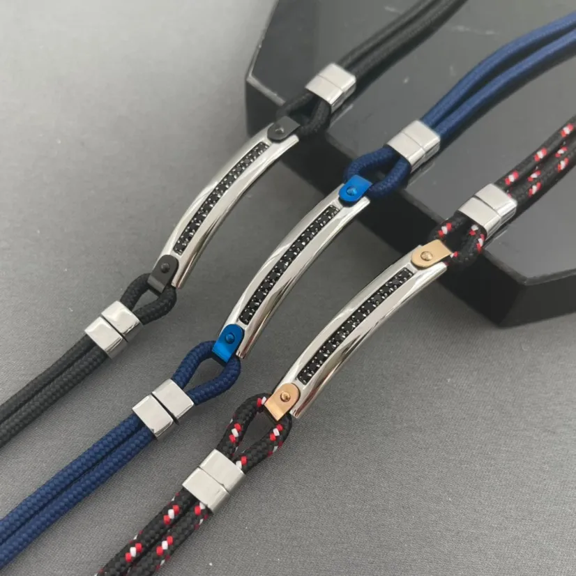 Semplice con Strass-Bracciale in Acciaio da Uomo - BAU-600-B218 (MIX)