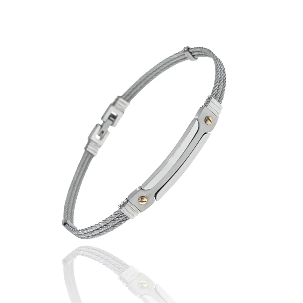 Semplice-Bracciale Semirigido da Uomo in Acciaio - BAU-600-H183