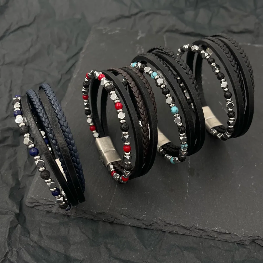 Multifili -Bracciale in Acciaio da Uomo - BAU-600-H260 (Nero)