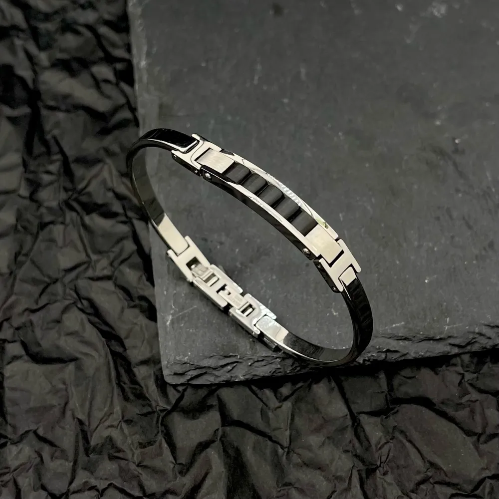 Semplice-Bracciale Semirigido in Acciaio da Uomo - BAU-600-H272B
