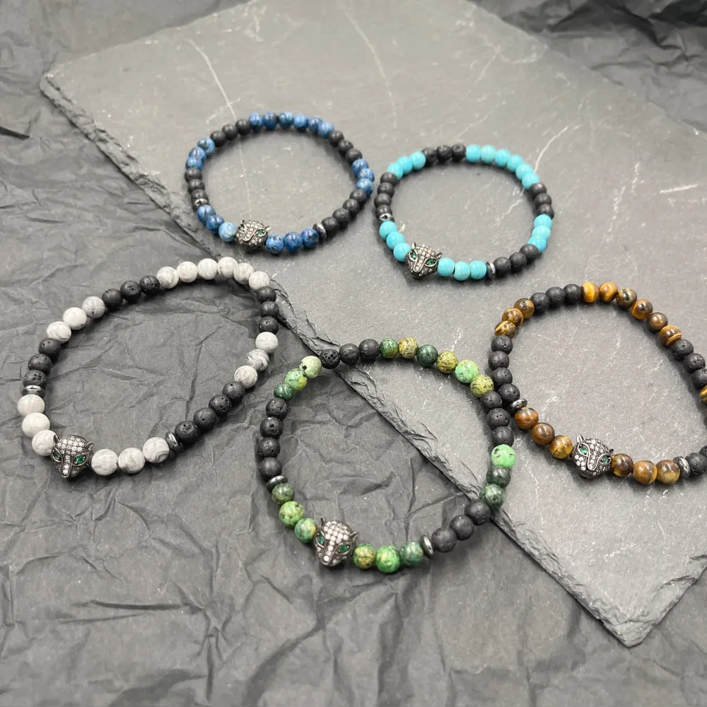 Pantera-Bracciale Elastico in Acciaio da Uomo - BAU-739-05 6mm (Grigio)