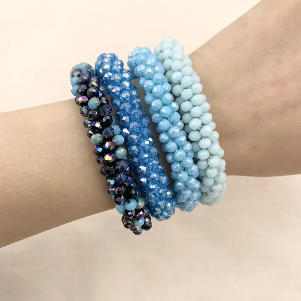 BCE1412-Cristalli Tonalità Verde - Bracciale Elastico - BCE1412-Cristalli Tonalità Blu- Bracciale Elastico (58# Grigio)