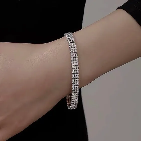 Tennis 2mm Tre Fili-Bracciale con Cubic Zirconia - BMZ-103-AA2660B 2mm Tre Fili