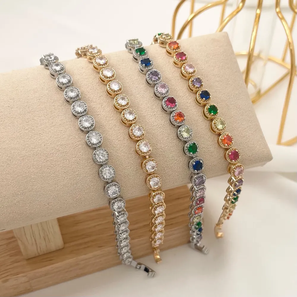 Punto Luce con Zirconia-Bracciale con Cubic Zirconia - BMZ-109-75 (Bianco/Oro)