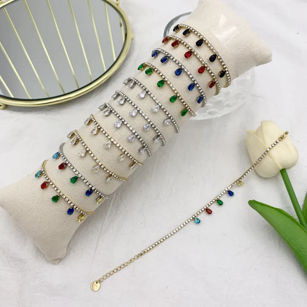 Tennis con Goccia-12pz Bracciali in Acciaio con Chiusura - BPA-103-AA2560B