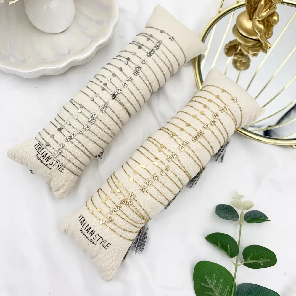 Iniziale Lettera con Zirconia -24pz Bracciali in Acciaio - BPA-103-AA3207B (Oro Giallo)