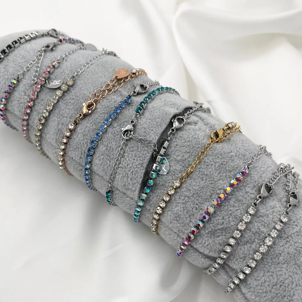 [BPA-413-200] Tennis Colorato-12Pz Bracciali con Chiusura in Acciaio - BPA-413-200