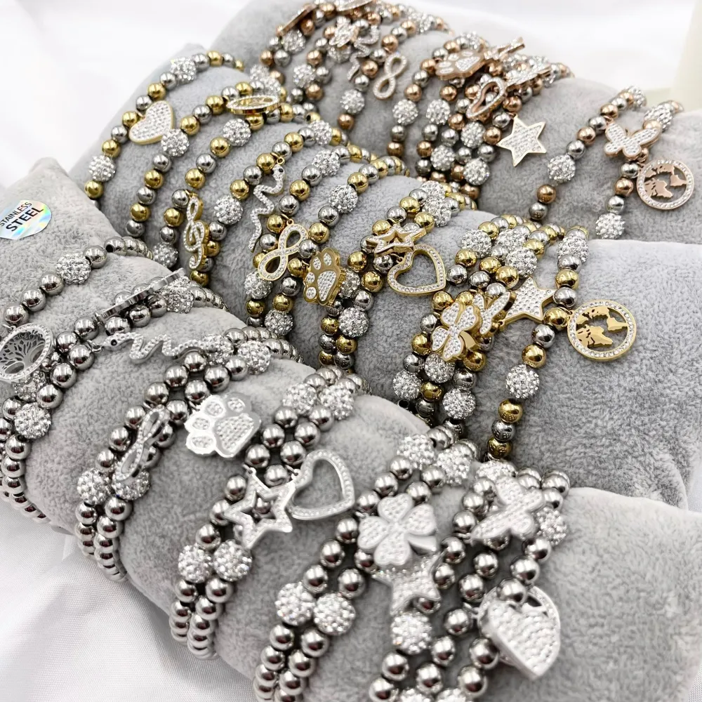 Mix Soggetti- 12 Pz Bracciali Elastici in Acciaio - BPA-413-262 (Acciaio)