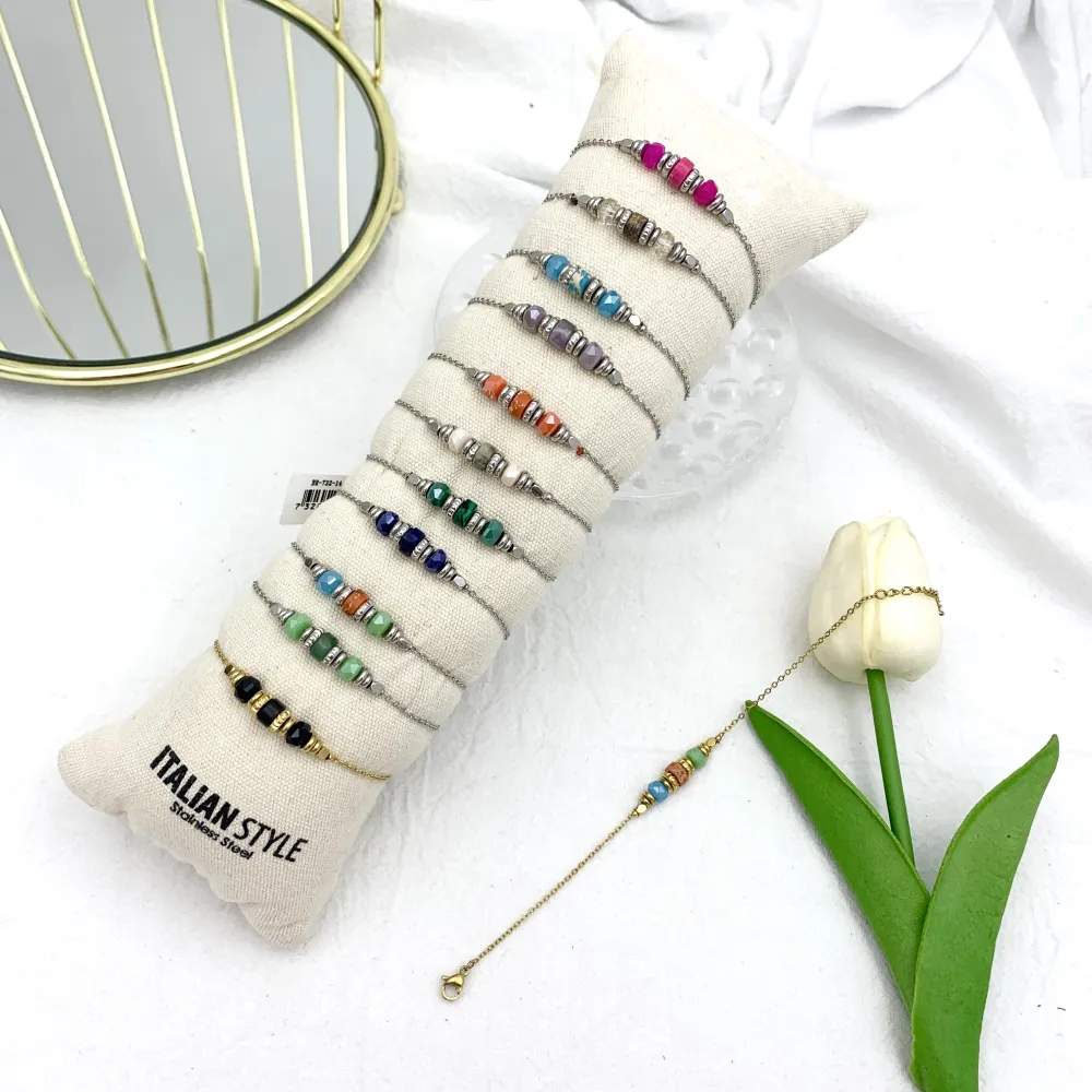 Perline Colorate-12Pz Bracciali in Acciaio - BPA-732-14 (MIX)