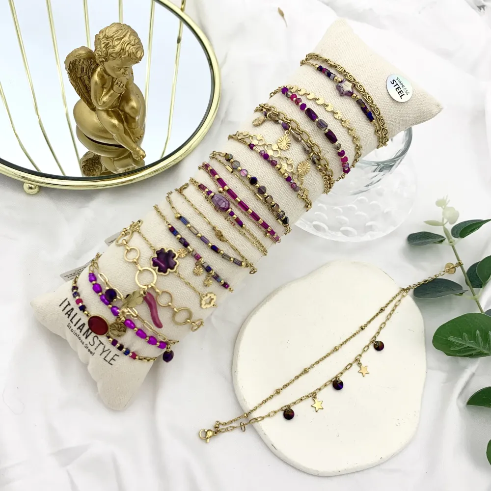 Mix Soggetti-15pz Bracciali in Acciaio - BPA-732-140 FUCSIA (Fucsia)