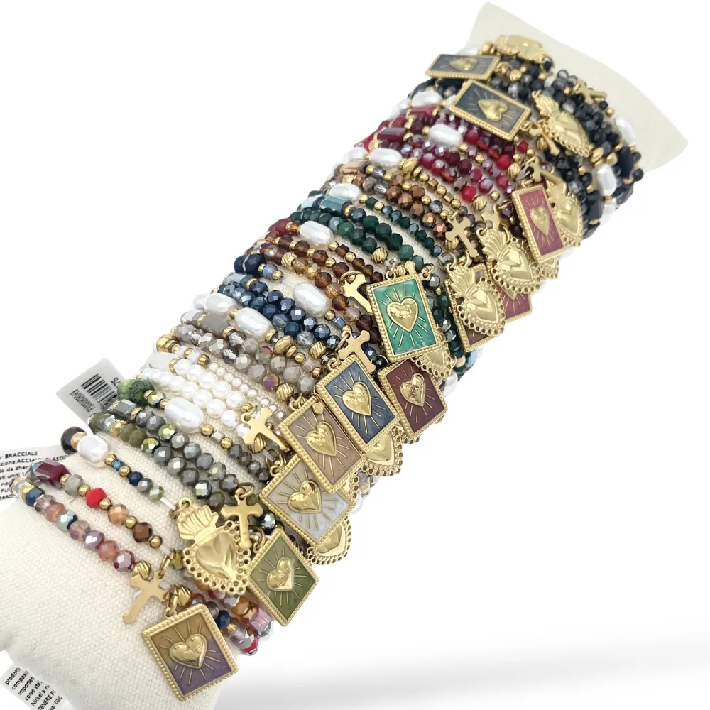 sacro Cuore -Set 3pz Bracciali Elastici in Acciaio - BPA-732-475 (MIX)