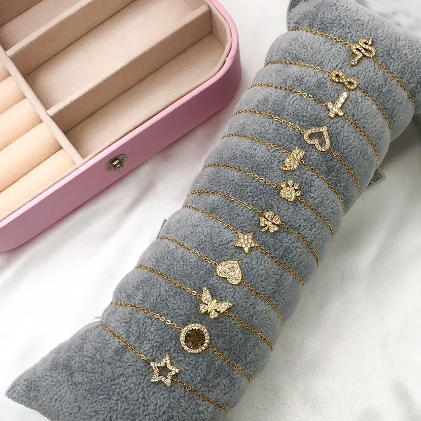 Soggeti Mix- 12 Pz Bracciali in Acciaio con Chiusura a Moschett - BPA103-A1 (Oro Giallo)