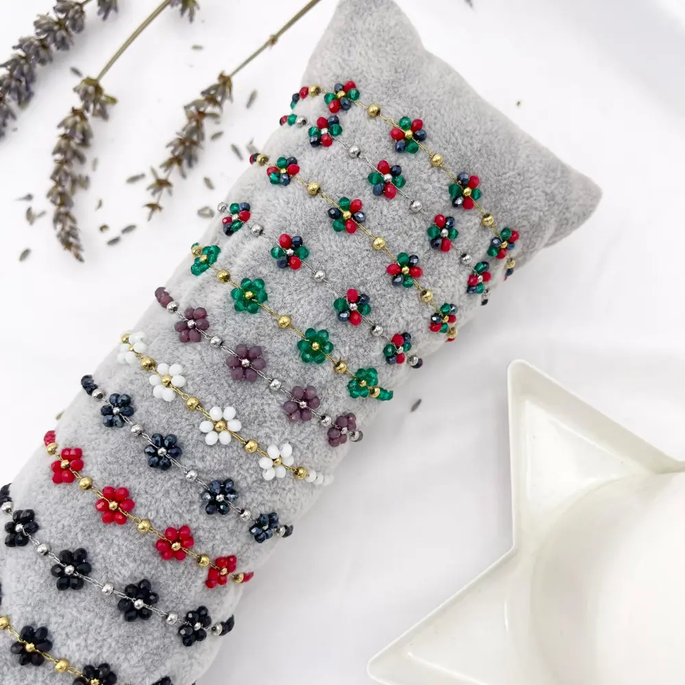 Margherita con Cristalli - 12 Pz Bracciali in Acciaio con Chius - BPA103-AA088