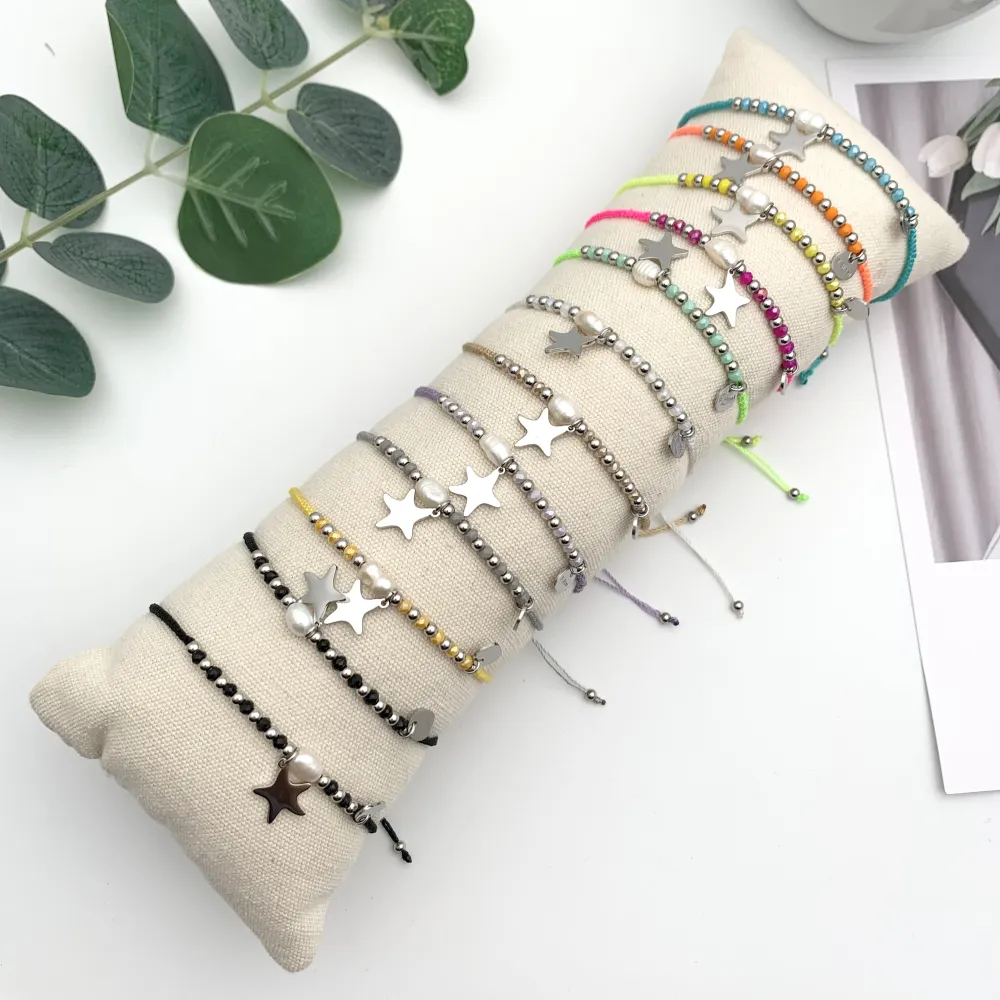 [BPA104-876] 12Pz Bracciali in Acciaio Regolabili + Cuscino in Omaggio - BPA104-876