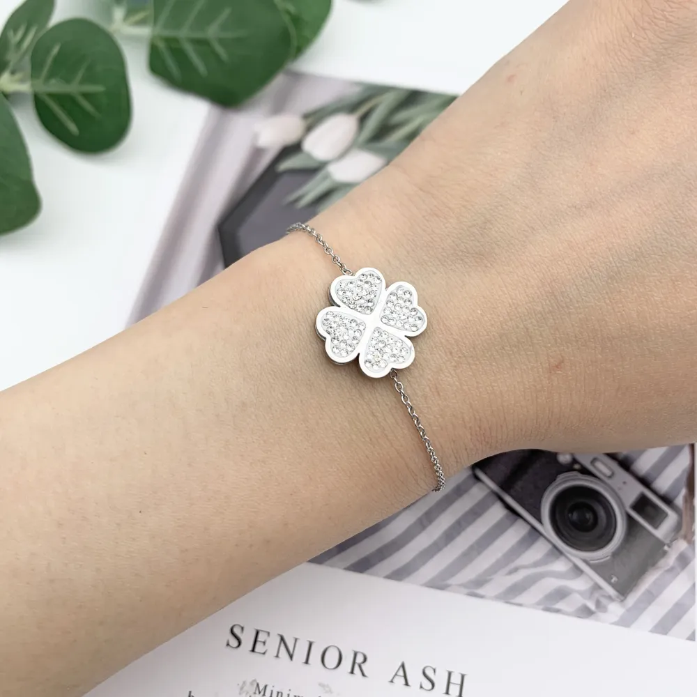 12Pz Bracciali in Acciaio con Chiusura a Moschettone + Cuscino - BPA7653-Soggetti Mix con Strass-12 Pz Bracciali in Acciaio