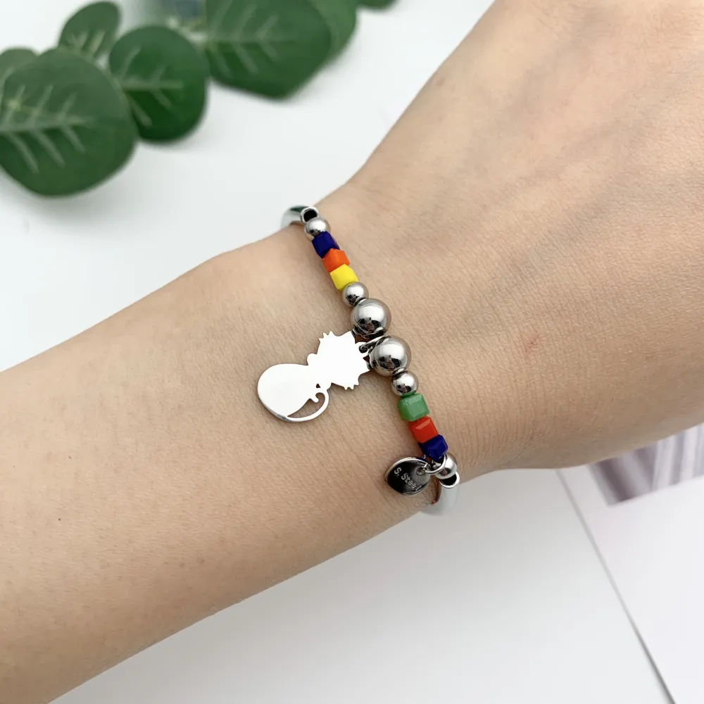 12Pz Bracciali Elastici in Acciaio+Cuscino in Omaggio - BPA7672-Gatto-12 Pz Bracciali in Acciaio