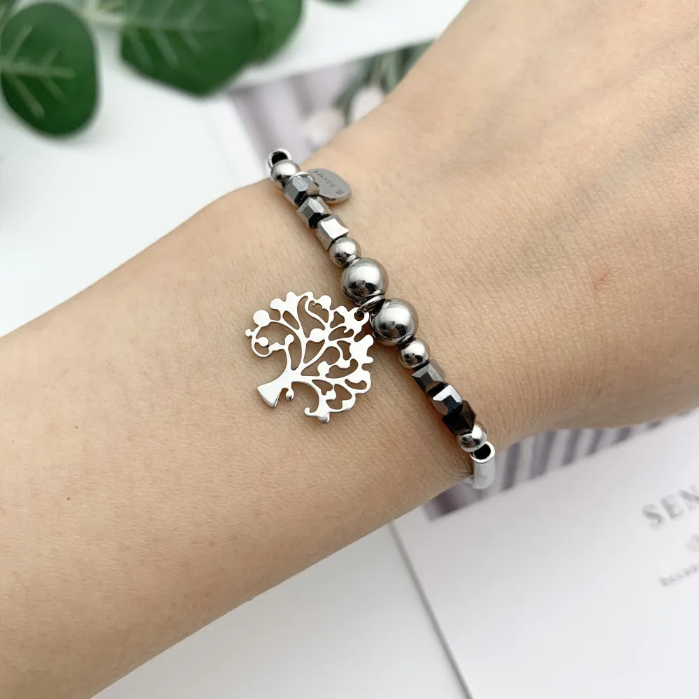 [BPA7673-Albero della Vita-12 Pz Bracciali in Acciaio] 12Pz Bracciali Elastici in Acciaio+Cuscino in Omaggio - BPA7673-Albero della Vita-12 Pz Bracciali in Acciaio