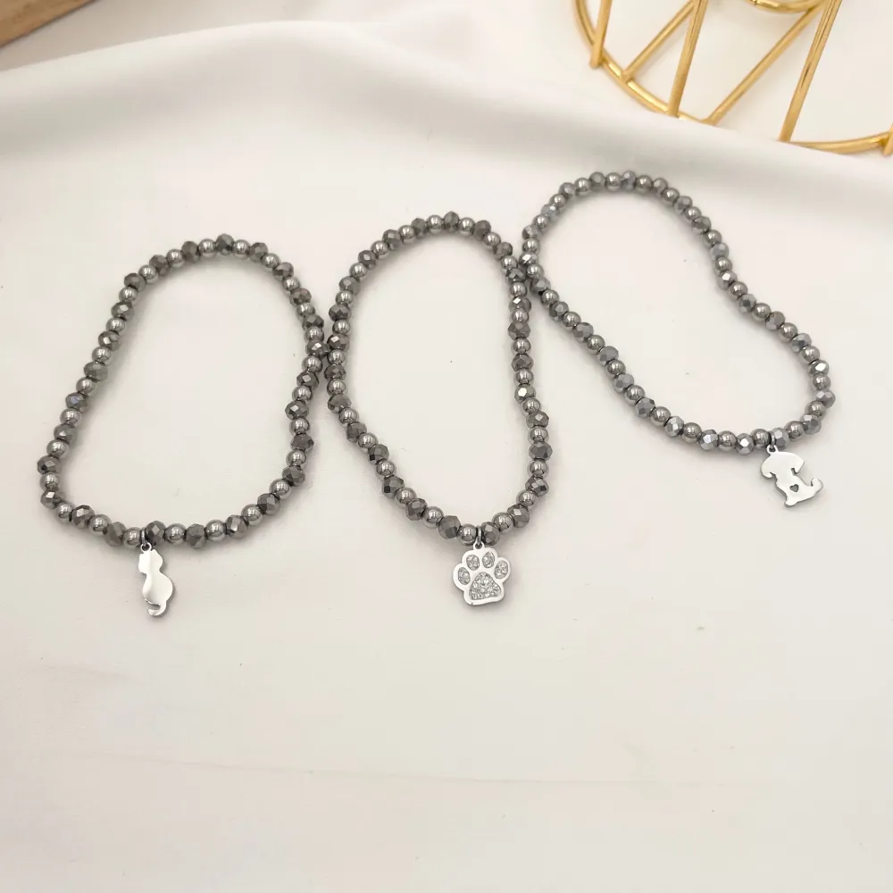 Gatto Cane Zampa-Bracciali Tris in Acciaio - BPE-413-1872