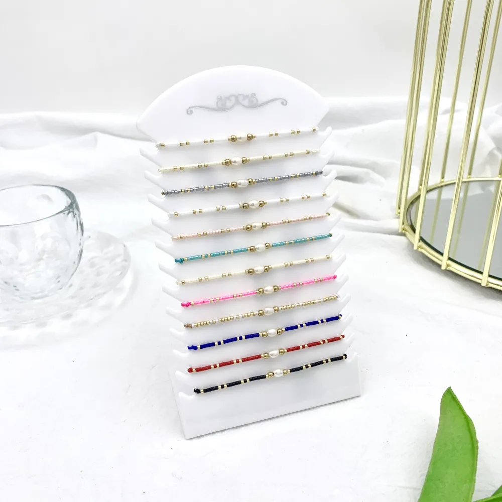 Perla con Perline-12pz Bracciali Regolabili - BPM-191-117