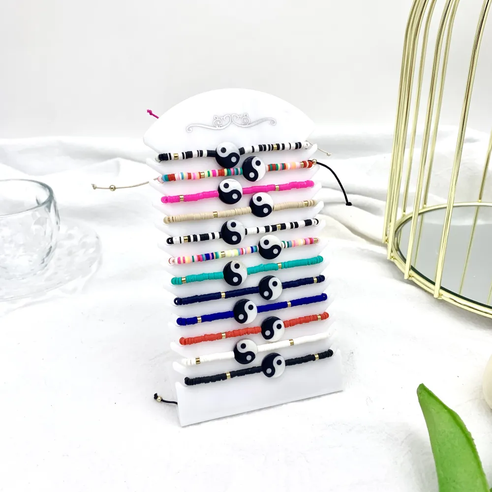 Ying Yang con Perline-12pz Bracciali Regolabili - BPM-480-84