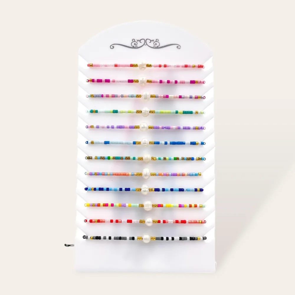 Perla con Perline-12pz Bracciali Regolabili - BPM-480-R23