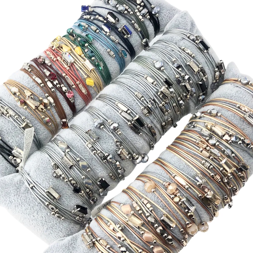BPM176-233-Multifili con Charmes- 12 Pz Bracciali - BPM176-233-Multifili con Charmes- 12 Pz Bracciali