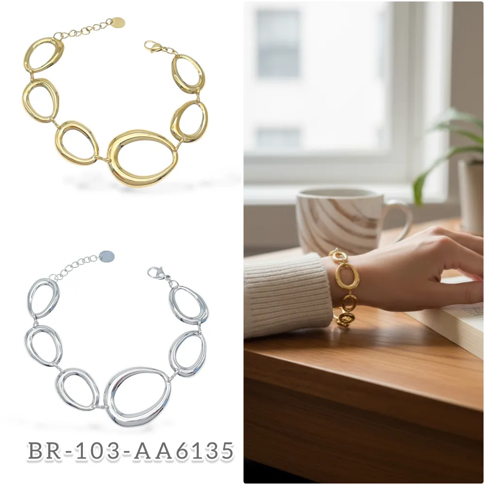 Catena Goccia -Bracciale in Acciaio con Chiusura - BR-103-6135B