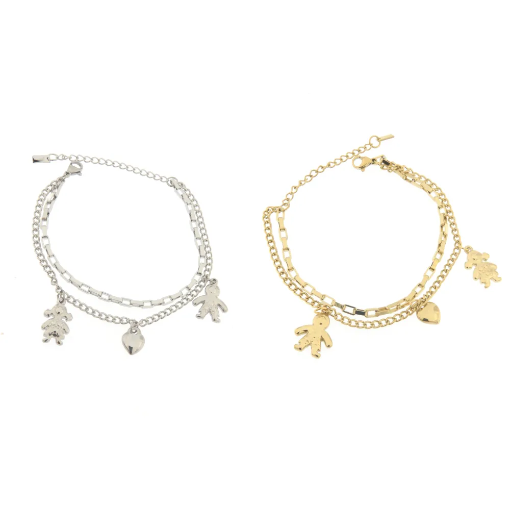 Bracciale da Donna In Acciaio - Bimbi -Bracciale Doppia Catena