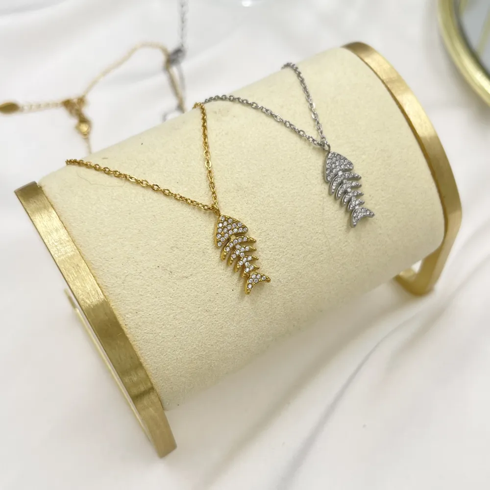 Lisca di Pesce-Collana Girocollo in Acciaio - CO-103-5093N (Argento)