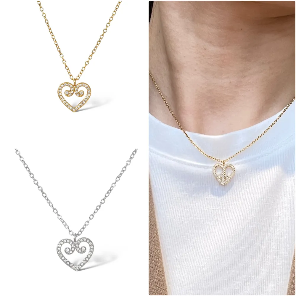 Cuore-Collana Girocollo in Acciaio - CAC-103-5258N (Argento)