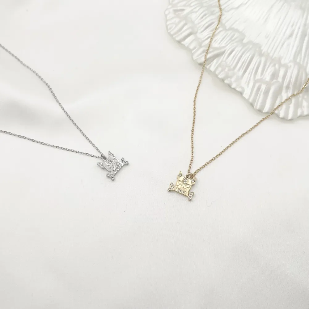 Cane con Osso-Collana Corta in Acciaio - CAC-103-AA1038N