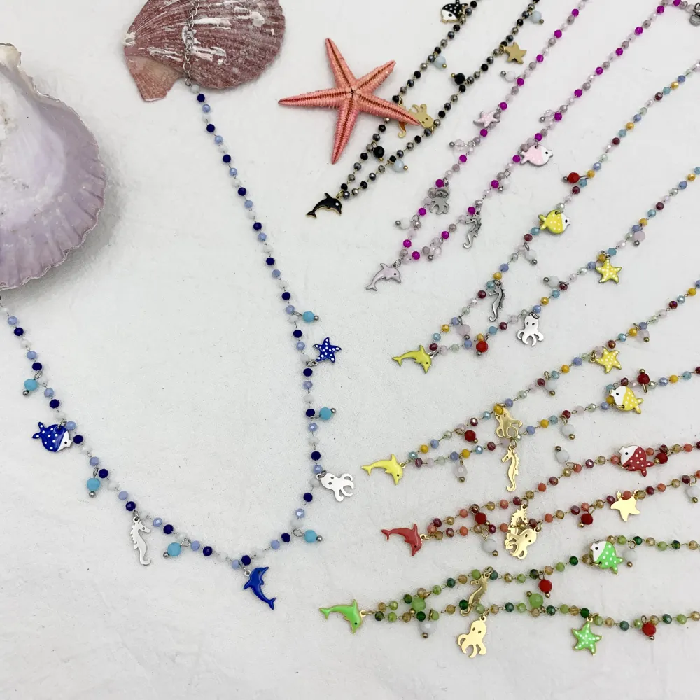 Mare Stella Marina -Collana Corta in Acciaio - CAC-103-AA153NS (Giallo)