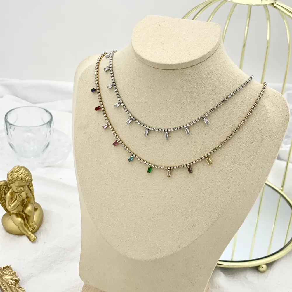 Tennis con Barretta-Collana Corta in Acciaio - CAC-103-AA1664N (Acciaio)