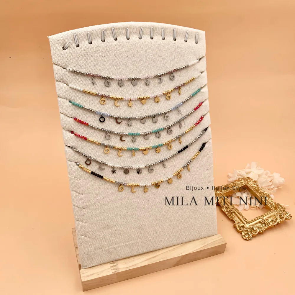 Ciondoli Misti Pendenti -Collana Corta in Acciaio - CAC-103-AA197N (Nero)